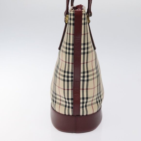 BURBERRY Nova Check Shoulder Bag Canvas Beige Gold Auth bs24664 - Picture 6 of 16